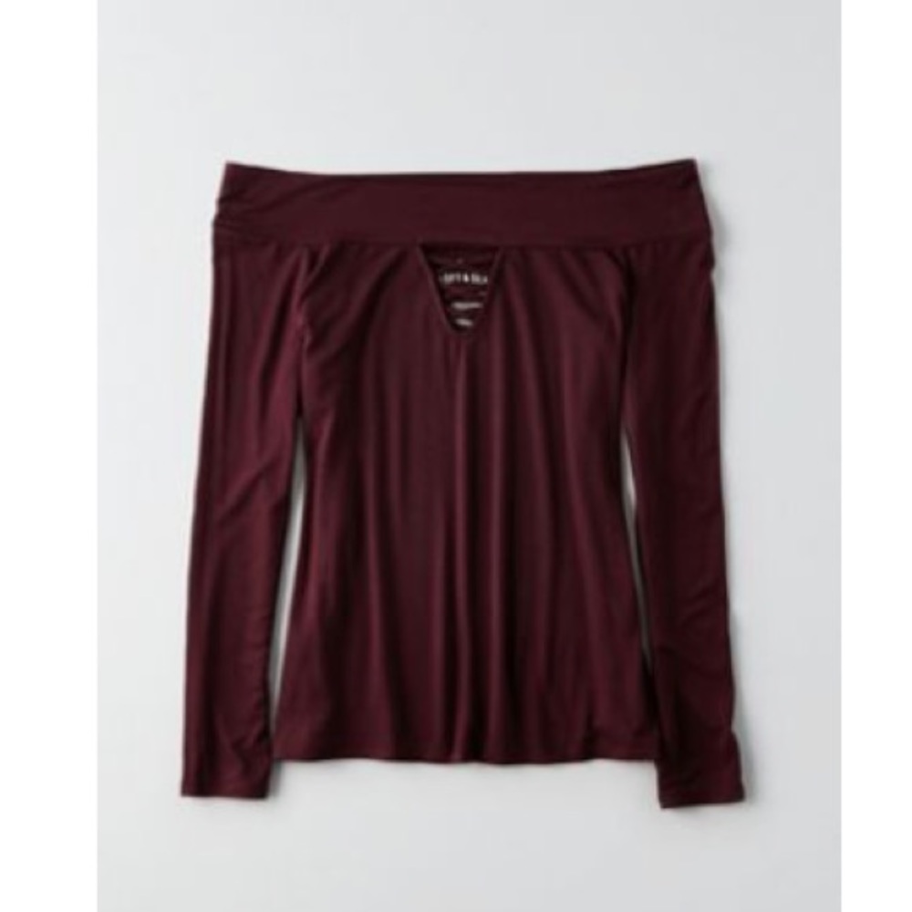 AE Soft & Sexy Off-the-Shoulder Long Sleeve Top